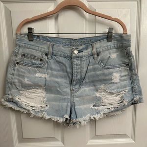 Button up denim shorts